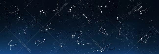Universe background with set of famous constellations