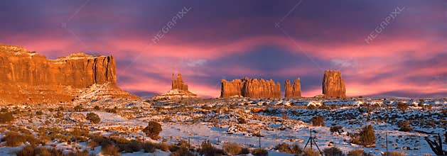 Monument Valley Navajo Indian Park Panorama Sunset