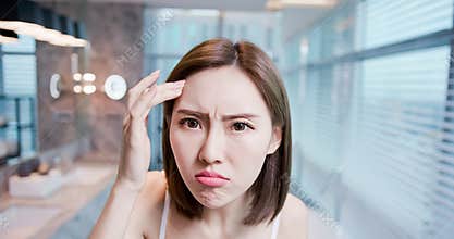 Woman worry her dry skin