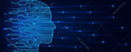 Artificial intelligence concept. Virtual technology web background. Machine learning and cyber mind domination concept