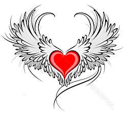 Red heart of an angel