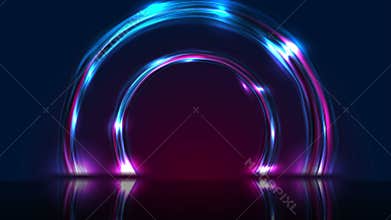 Blue ultraviolet neon glowing circles technology modern motion background