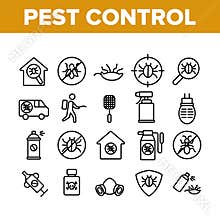 Pest Control Service Collection Icons Set Vector