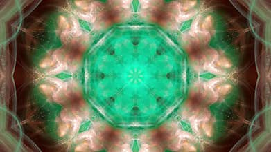 Movement of colored geometric shapes, decorative kaleidoscope.