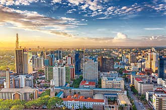 Nairobi skyline at sunset