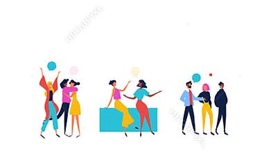 Friend people group talking social chat bubbles