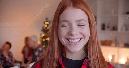 Portrait of a red-haired teenage girl Christmas New Year