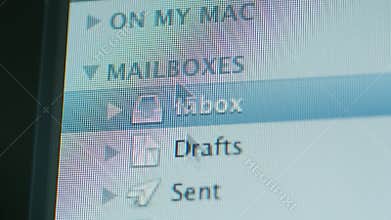 Apple Email client software mouse pointer over folders