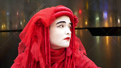 BRNO, CZECH REPUBLIC, JANUARY 10, 2019: Extinction rebellion red brigade pantomime, panto mime activists and activism