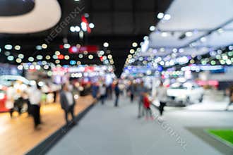 Abstract blurred defocused tradeshow event exhibition, business convention show, job fair, technology expo. Organization company