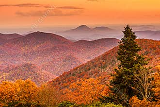 Brasstown Bald, Georgia, USA view of Blue Ridge Mountains in autumn