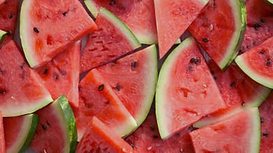 Sliced watermelon, top view.