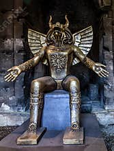 Statue of pagan god Moloch  Molech  placed at the entrance to the Colosseum în Rome, Italy
