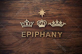 Three kings day. Melchior, Caspar and Balthazar. Background with the star of Bethlehem.