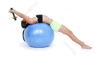 Beautiful Teen Girl In Workout Clothes On Exercise Ball