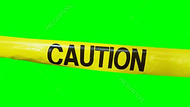 Caution tape animation isolated on green screen