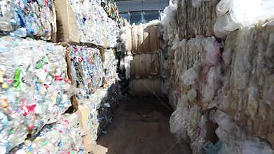 Ufa, Russia, 1 July, 2019: Large stack of old plastic bottles.