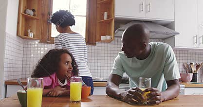 Family spending time at home together