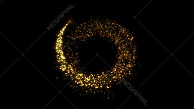 Sparkling Golden glitter frame in Luxury magic Christmas theme