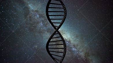 Animated dna against universe	.