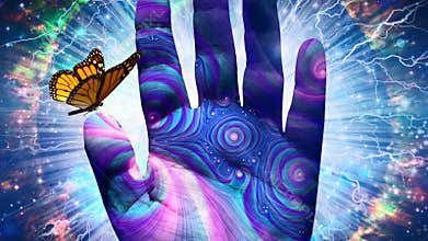 Butterfly on Hand of God