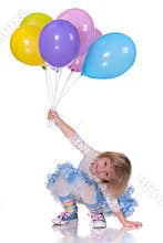 Playful girl with baloons