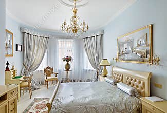 Classic style luxury bedroom interior in blue