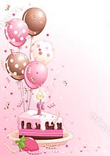 Slice Of Birthday Cake With Balloons