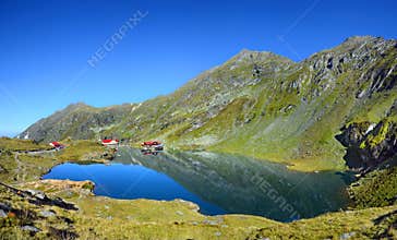 Balea Lake landscape panorama. Balea Chalet, Transfagarasan road - Balea Lac