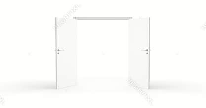 3D Rendering of Doors on White