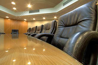 Board room table in conference room