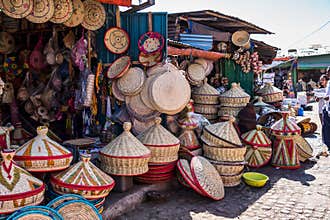 Addis Ababa, Ethiopia - Feb 15, 2020: Addis Mercato in Addis Abeba, Ethiopia in Africa