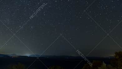 Astro time lapse, mountains and ocean Akyaka, Turkey