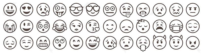 Emoticons set. Emoji faces collection.