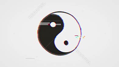 Yin Yang Logo Concept With Glitch Retro Effects
