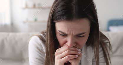 Worried young woman feeling concerned about problem concept, closeup