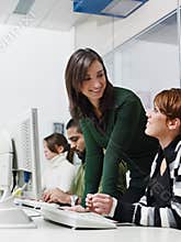 Teacher and students in college