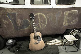 1960s Era Hippie Volkswagen Bus