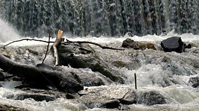 Flowing Small Waterfall Water Foamy Splash Flowing