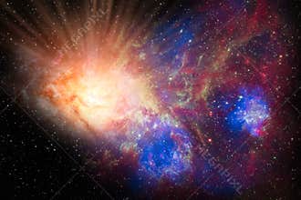 Genesis big bang explosion in the outer scape galaxy Elements of this image furnished by NASA