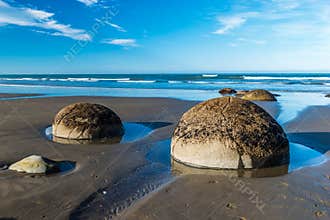 Landmark on the east coast of the South Island, Moeraki Boulders