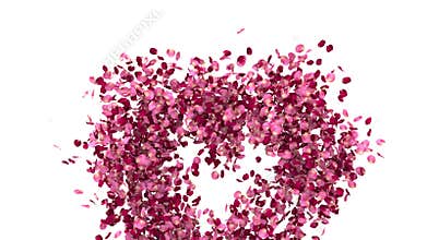 Heart of falling rose petals