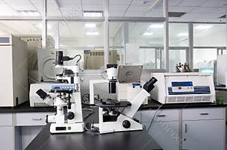 Microscope in a lab