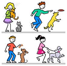 Cartoon Kids with Pets/eps