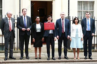 Rishi Sunak, Chancellor of the Exchequer, leaves No.11 Downing Street to present his budget at the H