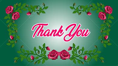 DesignSweet Red Green Thank You Card With Romantic Roses Vines And Flourishes