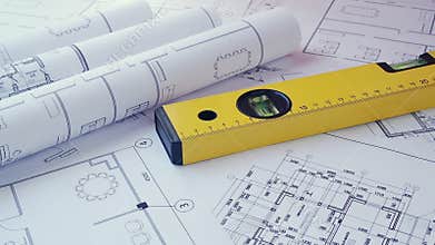 Engineering house drawings and blueprints and building level