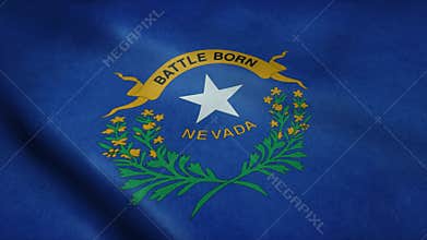 State flag of Nevada waving in the wind. Seamless loop with highly detailed fabric texture