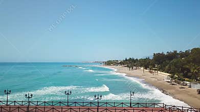 Drone passing Forward over the Puente Romano Bridge in Marbella City