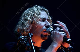 Nickelback , Chad Kroeger during the concert